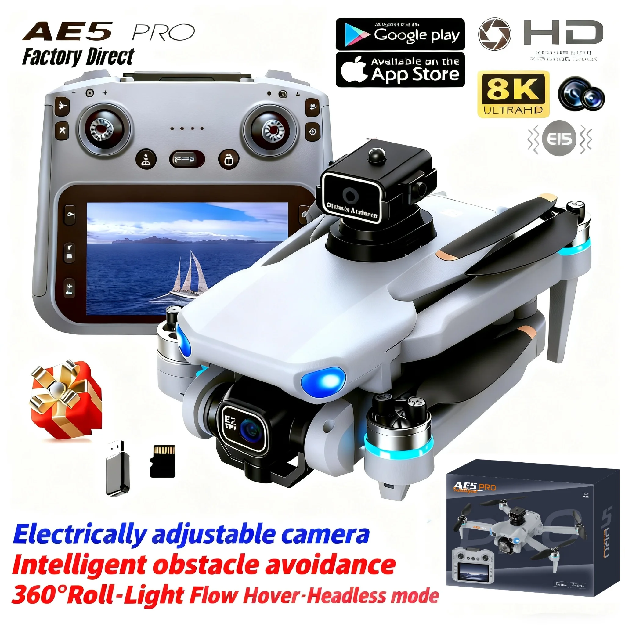 Дрон AE5 Pro 8K HD с экраном 4 – обзор и цена Drone Kit Tricopter